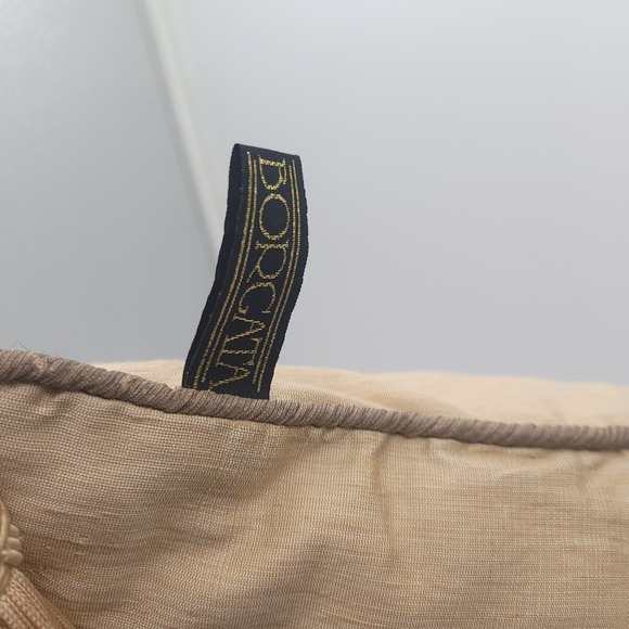 Borgata Beige and Black Beaded Medallion Fringe Tasseled 18x13 Throw Pillow - Picture 7 of 10